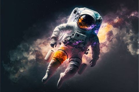 Astronaut Exploring Stunning Cosmic Dust and Starlit Space