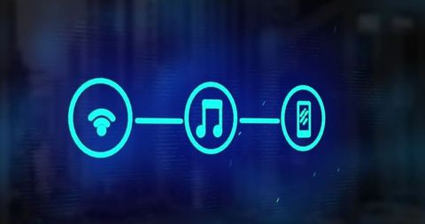 Futuristic Digital Connectivity with Neon Icons