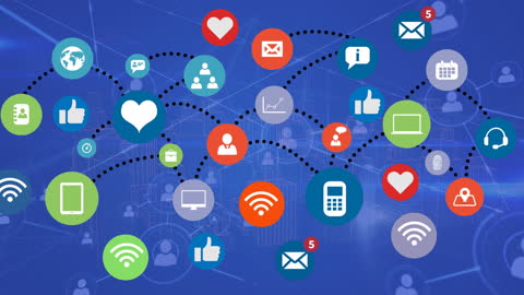 Social Media Network with Data and Communication Icons