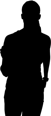 Woman's ponytail silhouette on transparent background