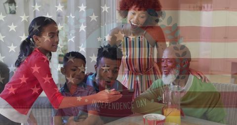 Happy African American Family with USA Flag Overlay - Download Free Stock Images Pikwizard.com