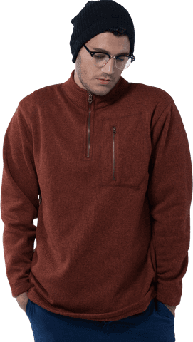 pensive man in black beanie and red sweater on transparent background - Download Free Stock Videos Pikwizard.com