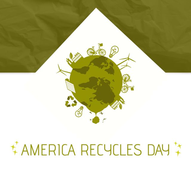 America Recycles Day Eco-Friendly Globe and Text Design - Download Free Stock Templates Pikwizard.com