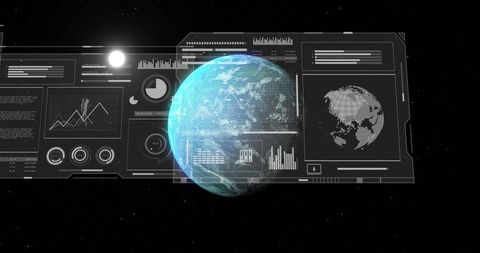 Futuristic Earth with Data Visualization and Technology Interface