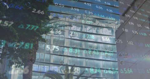 Abstract Financial Market Concept with Building and Trading Data