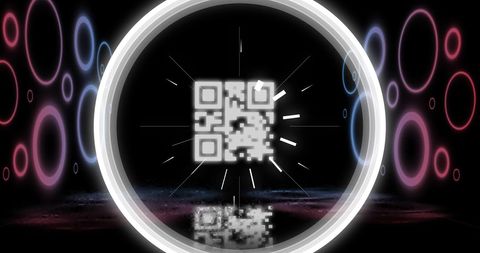 Glowing QR Code with Neon Circles for Technology Concept - Download Free Stock Images Pikwizard.com