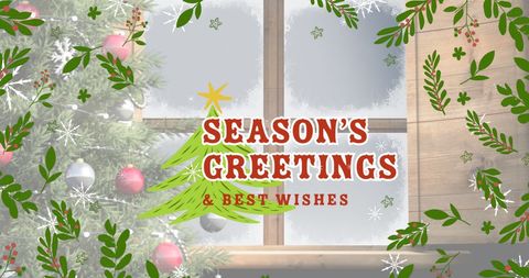 Festive season's greetings with christmas tree background