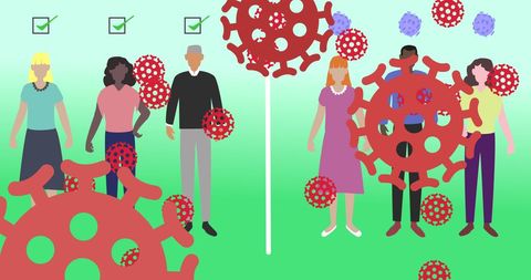 Conceptual Illustration of Social Distancing and Covid-19 Spread