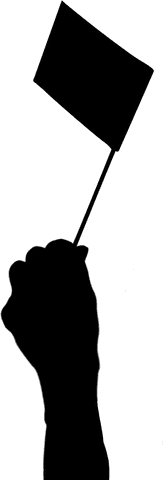 Transparent silhouette of hand gripping flag vector symbol