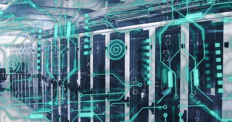Digital Data Flow Over Server Racks - Cloud Computing Concept - Download Free Stock Images Pikwizard.com