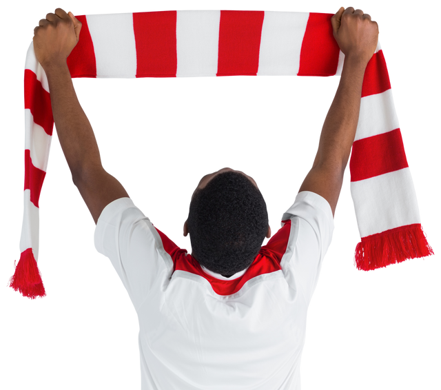 Transparent Excited Football Fan Celebrating With Team Scarf Raised - Download Free Stock Videos Pikwizard.com