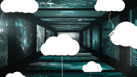 Futuristic Digital Network with Cloud Technology Interfaces