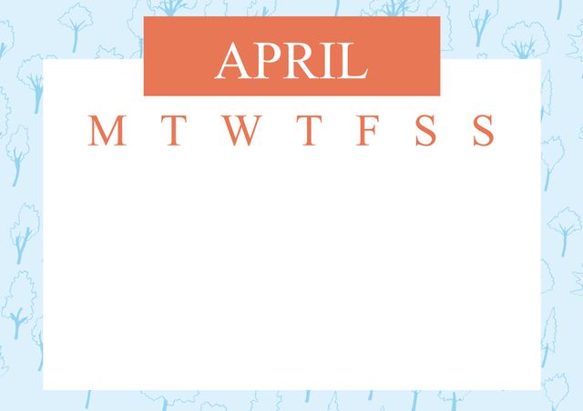 Colorful blank April monthly calendar template for organizing schedules, planning events, or keeping track of important dates. The calendar features a white space for writing notes, set against a tree-themed background. Ideal for personal, office, or academic use.