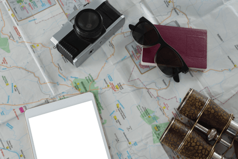 transparent travel essentials on map background - Download Free Stock Videos Pikwizard.com