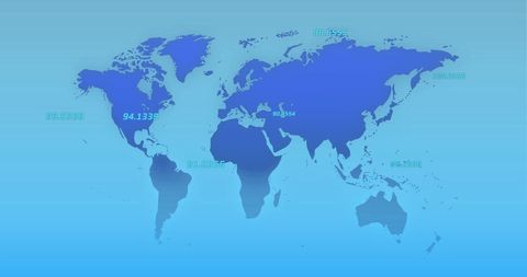 Digital World Map with Data Display and Blue Background - Download Free Stock Images Pikwizard.com