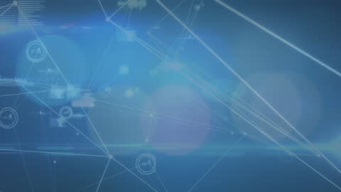 Digital Network Connections with Blurry Lights in Blue Background