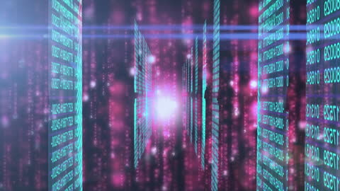 Futuristic Data Stream with Digital Matrix Codes