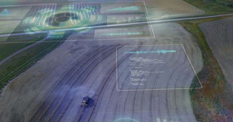 Agriculture technology visible drone view with ar interface