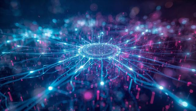 Futuristic Digital Core with Radiating Connections