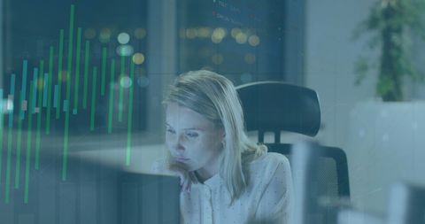 Businesswoman Analyzing Data Late Night Office Work - Download Free Stock Images Pikwizard.com