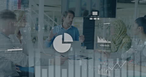 Diverse Business Team Analyzing Financial Data with Infographics