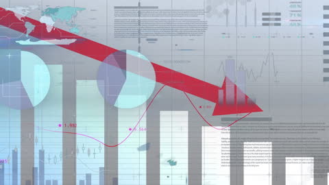 Abstract Financial Data and Graphs Overlaying Gray Background