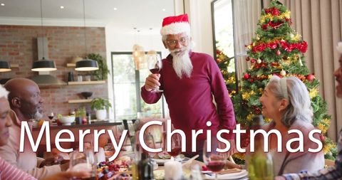 Diverse Seniors Celebrating Christmas Together