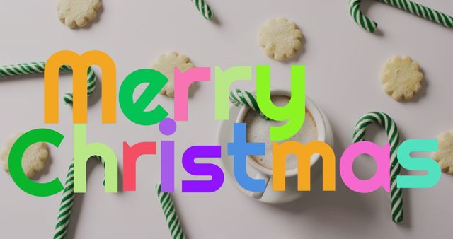 Vibrant Christmas Wishes with Colorful Text and Candy Canes - Download Free Stock Images Pikwizard.com