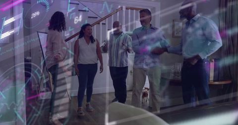 Greeting Neighbors and Friends with Handshakes in Modern Home Entry with AR Overlays