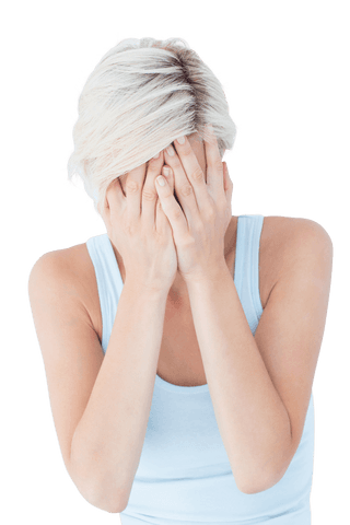 Transparent Image of Sad Blonde Woman Crying in White Tank Top - Download Free Stock Videos Pikwizard.com