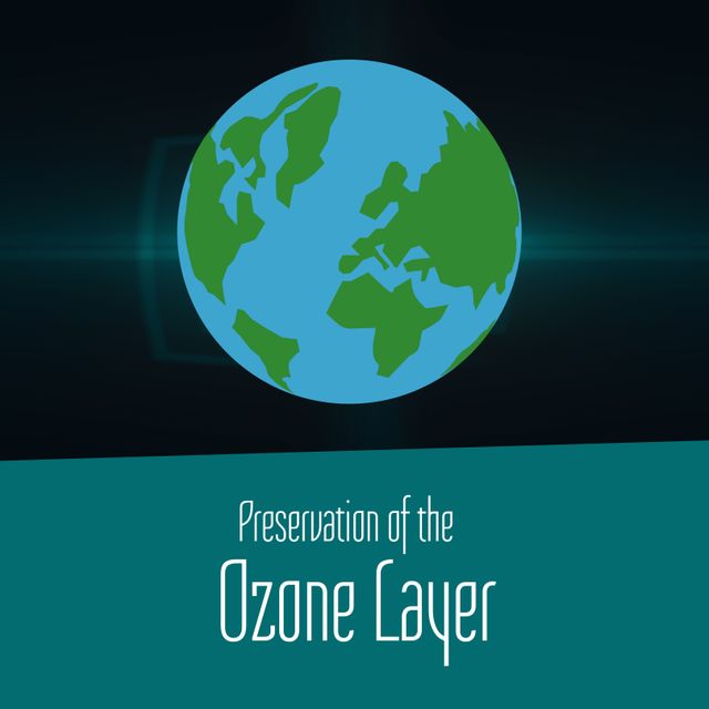 Illustration of earth planet with preservation of the ozone layer text, copy space. Vector, spread awareness, preservation of ozone layer, protection, phase out ozone depleting substances, ozone day.