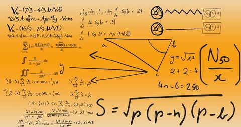 Variety of Mathematical Equations on Yellow Background - Download Free Stock Images Pikwizard.com
