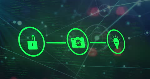 Futuristic Technology Icons Depicting Secure Innovation Network