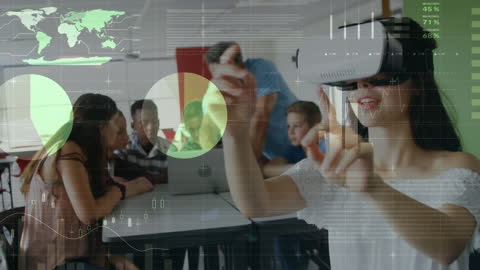 Students Engaging with Virtual Reality in Classroom Setting