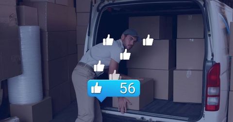 Logistics Parcel Sorting with Social Engagement Icons - Download Free Stock Images Pikwizard.com