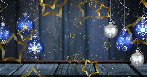 Festive Holiday Scene with Ornaments and Stars