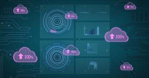 Digital Data Transfer and Cloud Computing Interface - Download Free Stock Images Pikwizard.com