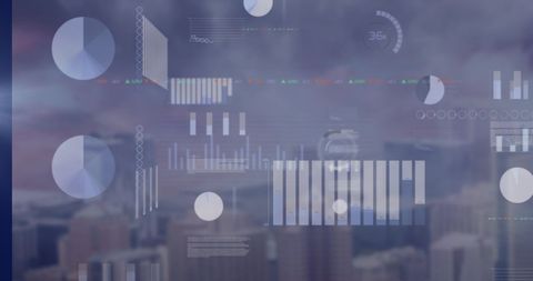 Futuristic Digital Data Overlay on Urban Skyline - Download Free Stock Images Pikwizard.com