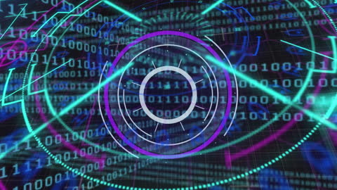 Futuristic Digital Data Interface with Scanning Elements