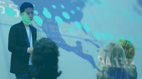 Global Business Presentation with Data Overlay in Office