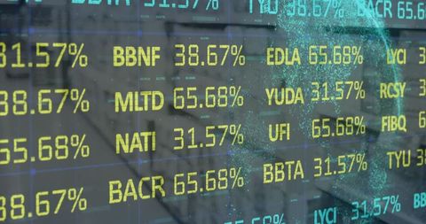 Cyber Interface Overlaying Technical Financial Analytics Display