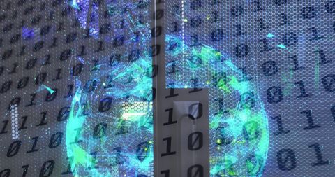 Digital globe and binary code overlapping server