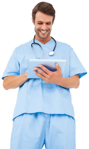 transparent surgeon using tablet wearing scrubs - Download Free Stock Videos Pikwizard.com