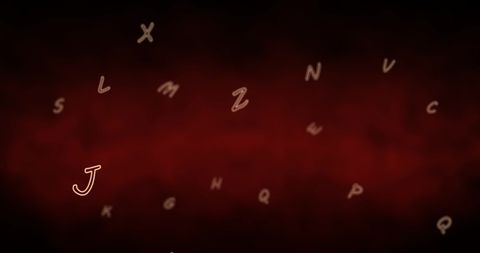 Floating english alphabets on red background