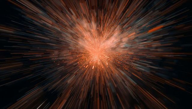Abstract Energy Burst with Radiant Particles and Streaks in Digital Art