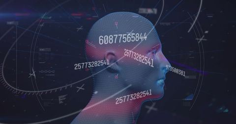 Digital Interface AI Concept with Animated Human Head and Numbers - Download Free Stock Images Pikwizard.com