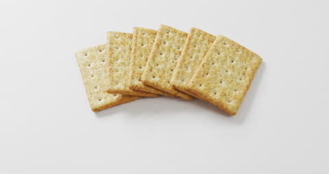 Savoury Cheese Crackers on White Background with Copy Space