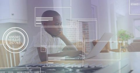 Girl Learning Using Laptop in Kitchen Innovating Education with Technology