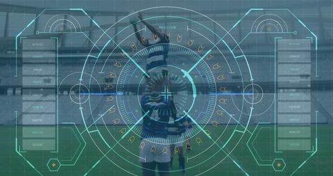 futuristic hud display overlaying football match action - Download Free Stock Images Pikwizard.com