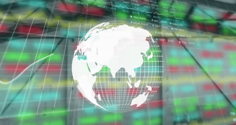 Digital Finance Animation with Global Data Overlay